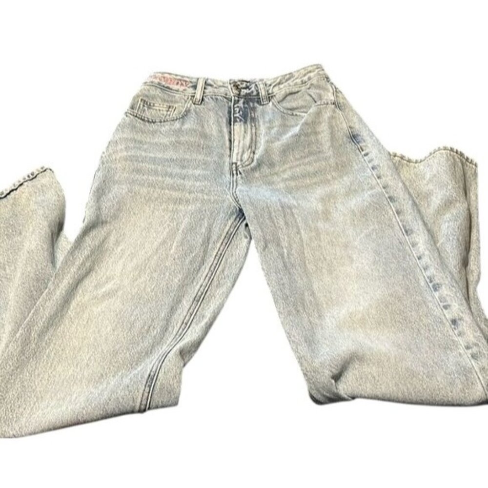 Playboy By PacSun Womens Distressed Light Wash Denim Jeans Size 26 With Bunny Po